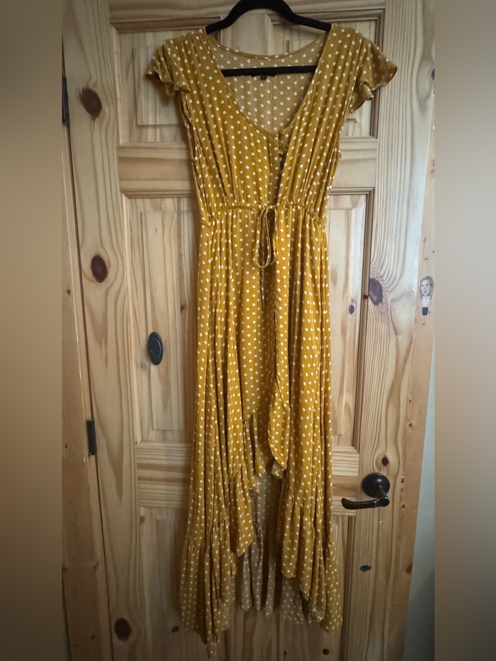 Wishlist Mustard Polka Dot High-Low Maxi Dress